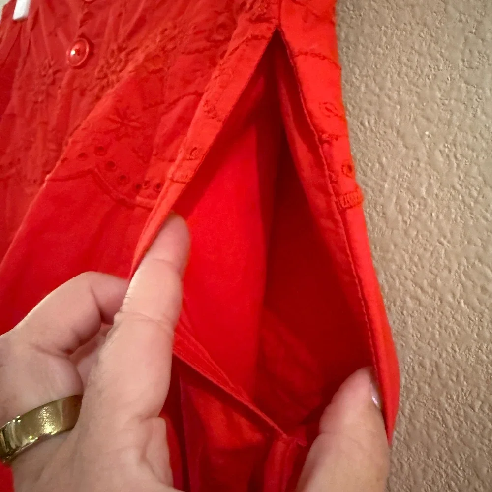 Free People Sweet Like Candy Shorts Women XL Red Eyelet Scalloped High Rise Boho